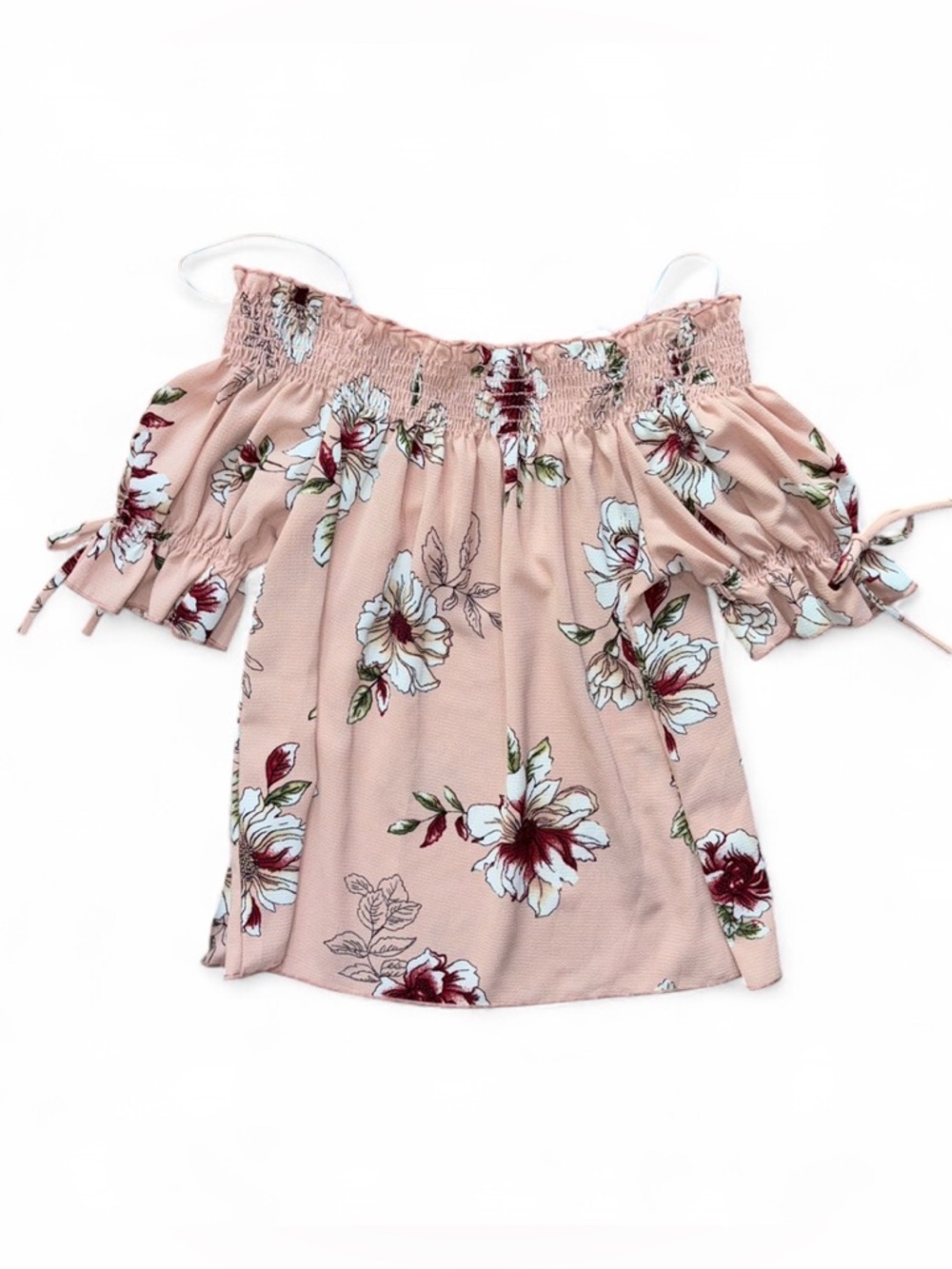 Floral Off-Shoulder Pink Blouse